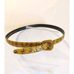 Vtg Genuine Snakeskin Yellow Thin Belt Women M The Leather Shop Chic Timeless